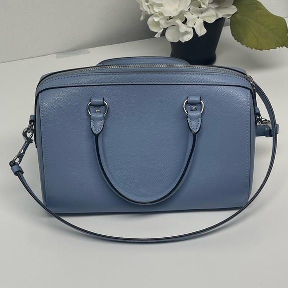 Coach Rowan Satchel Crossbody Leather Bag 79946 Light Blue Shade Purse - Picture 3 of 16